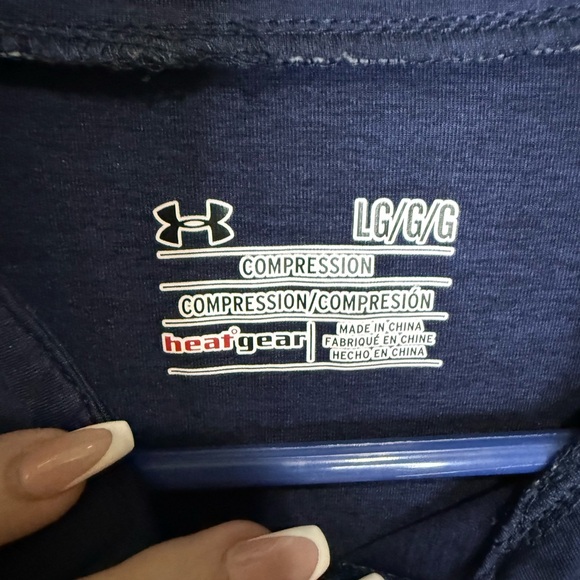 Under Armour‎ Men's HeatGear Compression Quarter Zip Long Sleeve Top Navy LG - Picture 2 of 3